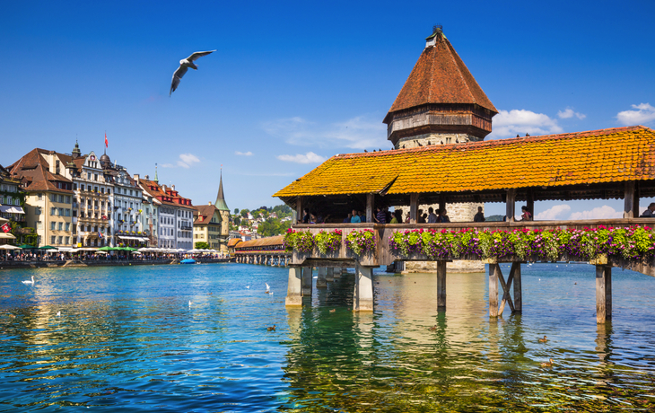 Historische Stadt Luzern mit Kapellbrücke,Schweiz