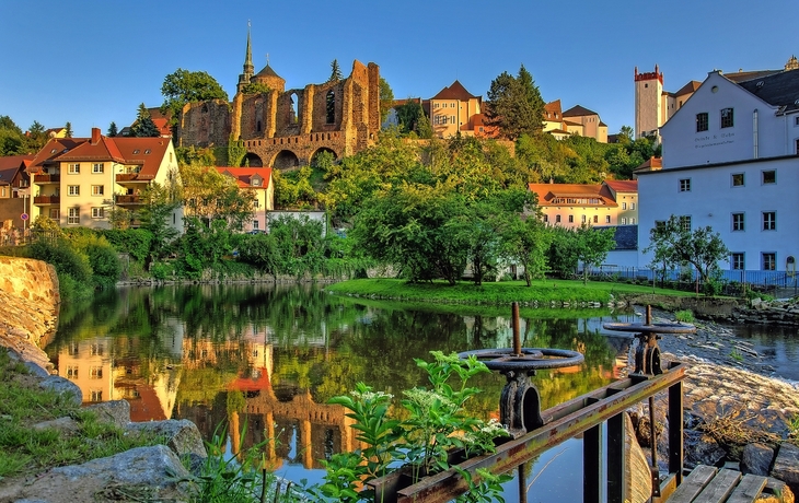 Blick auf die Ruine der Nikolaikirche in Bautzen, Deutschland